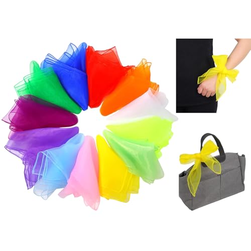 KARELLS Jongliertücher, Chiffontücher, 12 Stück Bunte Tücher Baby, Seidentücher Baby, Square Jongliertücher Set, Chiffontücher für Tanzen, Jonglieren Buntes Tücher, Bunte Chiffontücher, 60 x 60cm KARELLS Jongliertücher, Chiffontücher, 12 Stück Bunte Tücher Baby, Seidentücher Baby, Square Jongliertücher Set, Chiffontücher für Tanzen, Jonglieren Buntes Tücher, Bunte Chiffontücher, 60 x 60cm von KARELLS
