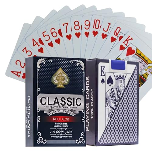 KARELLS Kunststoff Spielkarten,2 Paar Playing Cards,Kartendeck,Poker Karten,Professionelle Spielkarten,Kartenspiel Skat,Poker Karten für Blackjack,Rot und Blau,Wasserdicht von KARELLS