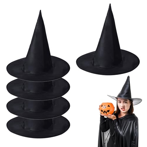 KARELLS Schwarzer Hexenhut, Halloween, Hexenhut, 38 cm Durchmesser, Halloween-Kinder-Kostüm, Hexenhut, 5 Stück von KARELLS