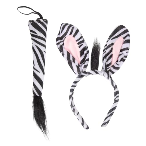 KARELLS Zebra Kostüm,Zebra Kostüm Kinder,2 Stück Zebra Ohren Stirnband,Schwanz,für Fasching Karneval Motto Party Zebrakostüm Accessoire KARELLS Zebra Kostüm,Zebra Kostüm Kinder,2 Stück Zebra Ohren Stirnband,Schwanz,für Fasching Karneval Motto Party Zebrakostüm Accessoire von KARELLS