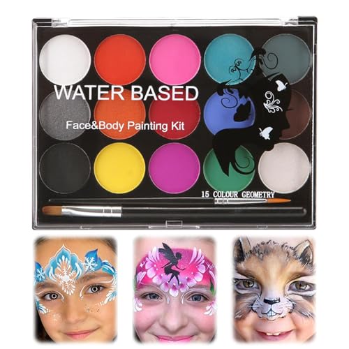 Kinderschminke Set, Halloween Kinderschminke Set, Gesichtsfarbe Kinderschminken, 15 Farben Kinderschminken Set, Waschbar Face Paint Bodypaint Schminkset, für Halloween Weihnachten Schminke Fasching Kinderschminke Set, Halloween Kinderschminke Set, Gesichtsfarbe Kinderschminken, 15 Farben Kinderschminken Set, Waschbar Face Paint Bodypaint Schminkset, für Halloween Weihnachten Schminke Fasching von KARELLS