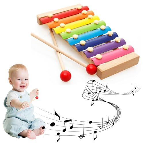 Xylophon,Glockenspiel,Xylophon für Kinder,Holz Musikinstrumente,mit 2 Schlägeln und bunten Klangplatten zum Spielen Einer Tonleiter Xylophon,Glockenspiel,Xylophon für Kinder,Holz Musikinstrumente,mit 2 Schlägeln und bunten Klangplatten zum Spielen Einer Tonleiter von KARELLS