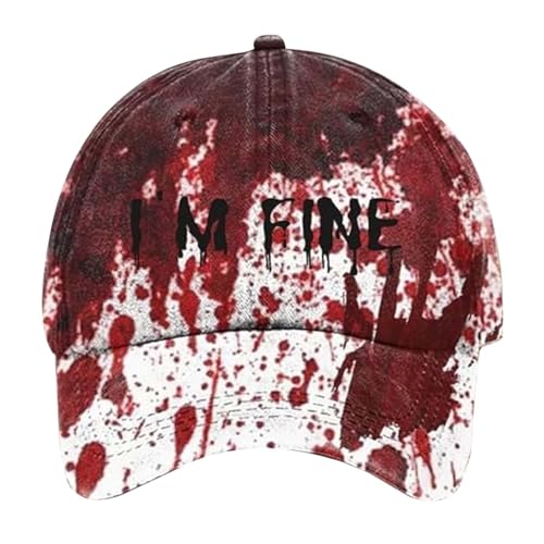 Blutige Kappe Im Fine Baseball Cap Halloween Unisex Vintage Kappe Herren Damen Verstellbar Bloody Basecap Lustiger Hut Zombie Kostüm (A) von KAREN66