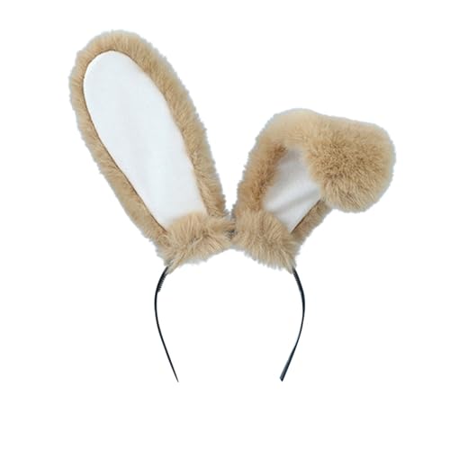 KAREN66 Hasenohren Haarreif Hase Ohren Haarbänder Bunny Ohren Haarreif Hasen Cosplay Bunny Kostüm für Kinder Erwachsene Karneval Party (Khaki) von KAREN66