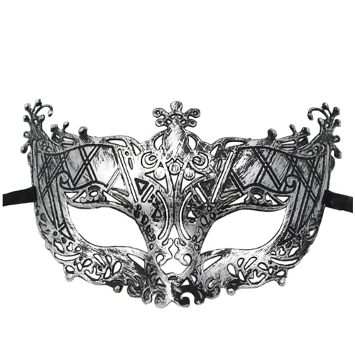 KAREN66 Maskerade Maske für Damen Herren Vintage Venezianische Maske Kunststoff Augenmaske Frauen Maskenball Venedig Karneval Dekorationen Mottoparty Kostüm (Silber) von KAREN66