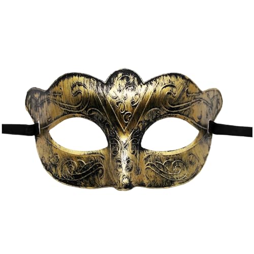 KAREN66 Maskerade Maske für Damen Venezianische Maske Kunststoff Herren Vintage Augenmaske Maskenball Venedig Karneval Dekorationen Mottoparty Kostüm (Gold) von KAREN66