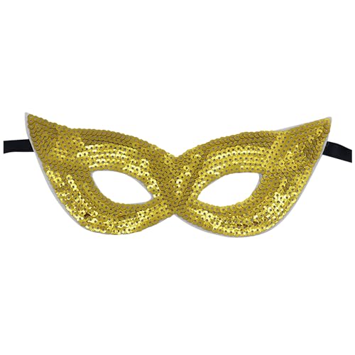 KAREN66 Pailletten Venezianische Maske Damen Herren Maskenball Maske Augenmaske Sexy Maske Glitzer Masquerade Mask Women für Karneval Party Kostüm Ball (Gold) von KAREN66
