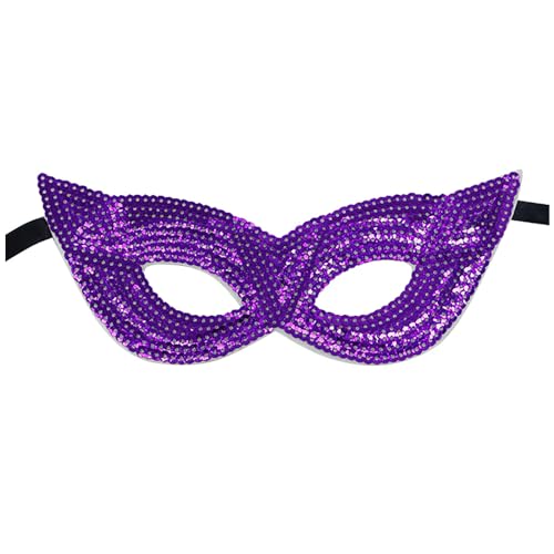 KAREN66 Pailletten Venezianische Maske Damen Herren Maskenball Maske Augenmaske Sexy Maske Glitzer Masquerade Mask Women für Karneval Party Kostüm Ball (Lila) von KAREN66