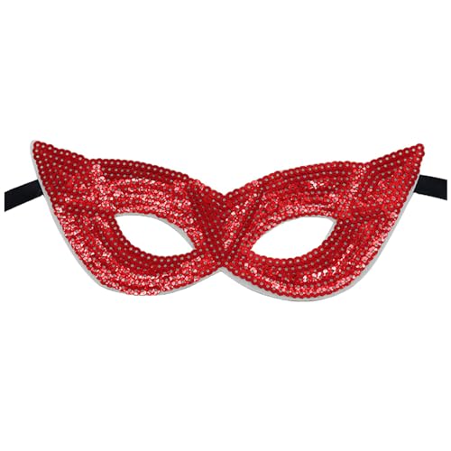 KAREN66 Pailletten Venezianische Maske Damen Herren Maskenball Maske Augenmaske Sexy Maske Glitzer Masquerade Mask Women für Karneval Party Kostüm Ball (Rot) von KAREN66