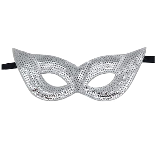 KAREN66 Pailletten Venezianische Maske Damen Herren Maskenball Maske Augenmaske Sexy Maske Glitzer Masquerade Mask Women für Karneval Party Kostüm Ball (Silber) von KAREN66