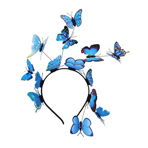 KAREN66 Schmetterling Haarband Damen Schmetterling Haarreif Mädchen Kinder Schmetterling Fascinator Stirnband Schmetterling Kopfschmuck Schmetterling Haarschmuck für Karneval Fasching Kostüm (Blau) von KAREN66