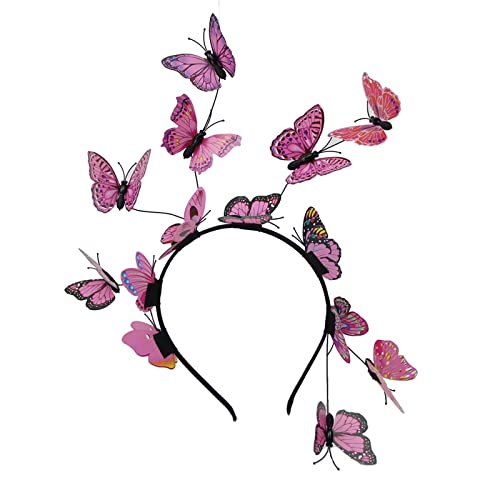 KAREN66 Schmetterling Haarband Damen Schmetterling Haarreif Mädchen Kinder Schmetterling Fascinator Stirnband Schmetterling Kopfschmuck Schmetterling Haarschmuck für Karneval Fasching Kostüm (Rosa) von KAREN66