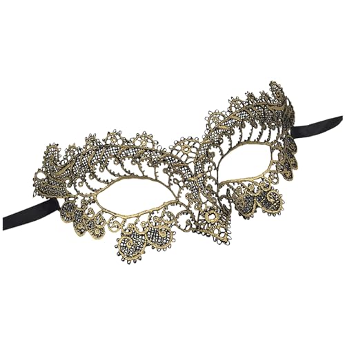 KAREN66 Venezianische Maske Damen Maskenball Maske Damen Augenmaske Sexy Maske Spitze Masquerade Lace Mask Women für Karneval Party Kostüm Ball (Gold) von KAREN66