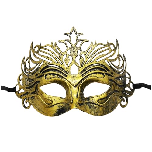 KAREN66 Venezianische Maske für Damen Maskerade Mask Herren Kunststoff Vintage Augenmaske Maskenball Venedig Karneval Dekorationen Mottoparty Kostüm (Gold) von KAREN66