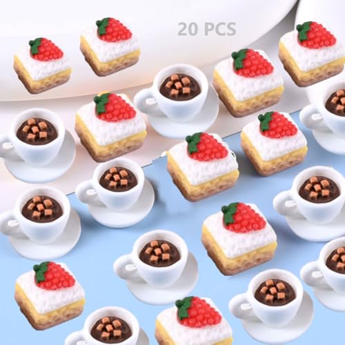KARLOR Miniatur Kuchen mit Kaffee, 20 Pcs Mini Nachtisch Dessert Kaffeetasse DIY Accessoires Kunstharz Miniatur Lebensmittel Puppenhaus Küche Deko Zubehör für Handkunst Basteln Handycase Haarspangen KARLOR Miniatur Kuchen mit Kaffee, 20 Pcs Mini Nachtisch Dessert Kaffeetasse DIY Accessoires Kunstharz Miniatur Lebensmittel Puppenhaus Küche Deko Zubehör für Handkunst Basteln Handycase Haarspangen von KARLOR