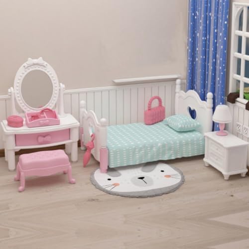 KARLOR Puppenhaus Möbel Set, 12 Stück Miniatur Möbel Set Rosa Bett Schminktisch Schrank Nachttisch Lampe Schmuckkästchen, Puppenhaus Zubehör 1:12 Puppenhaus Schlafzimmer Puppenmöbel Deko(Schlafzimmer) KARLOR Puppenhaus Möbel Set, 12 Stück Miniatur Möbel Set Rosa Bett Schminktisch Schrank Nachttisch Lampe Schmuckkästchen, Puppenhaus Zubehör 1:12 Puppenhaus Schlafzimmer Puppenmöbel Deko(Schlafzimmer) von KARLOR
