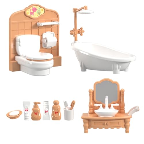 KARLOR Puppenhaus Möbel Set Badezimmer, 11 Pcs Miniatur Möbel Set,Badewanne Toilette Waschbecken Toilettenartikel Puppenhaus Zubehör 1:12 Puppenhaus Deko Dollhouse Bathroom Puppenmöbel (Badezimmer) KARLOR Puppenhaus Möbel Set Badezimmer, 11 Pcs Miniatur Möbel Set,Badewanne Toilette Waschbecken Toilettenartikel Puppenhaus Zubehör 1:12 Puppenhaus Deko Dollhouse Bathroom Puppenmöbel (Badezimmer) von KARLOR