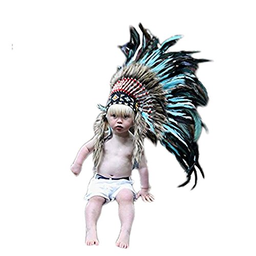 KARMABCN N03 - für 9 bis 18 Monate Kleinkind/Baby: TurquoiseFeather Kopfschmuck für die kleinen! (TURQUOISE&BLACK) von KARMABCN