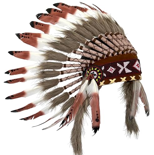 KARMABCN X05 - Drei Farben braun Chief Feather Kopfschmuck/Native American Style Warbonnet von KARMABCN