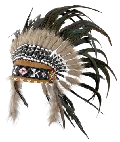 KARMABCN Kurzer indischer Kopfschmuck aus natürlichen Hahnenfedern/Indian Headdress von KARMABCN