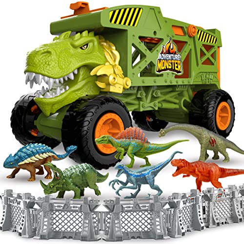 KARMOUNT 15 in 1 Neu Tyrannosaurus Rex Dinosaurier Lastwagen Set, Kleinkind Dinosaurier Transport Auto Spielzeug für Kinder 3-5 mit 8 Zaun spielzeug 6 Dino Figuren, Großes Geschenk Spielset für Kinder KARMOUNT 15 in 1 Neu Tyrannosaurus Rex Dinosaurier Lastwagen Set, Kleinkind Dinosaurier Transport Auto Spielzeug für Kinder 3-5 mit 8 Zaun spielzeug 6 Dino Figuren, Großes Geschenk Spielset für Kinder von KARMOUNT