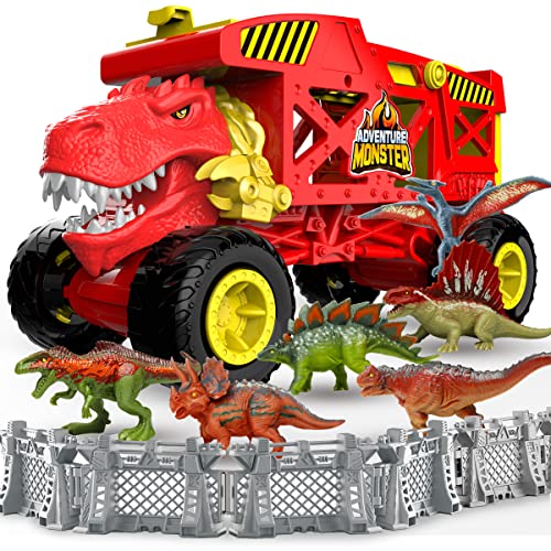 KARMOUNT Dinosaurier LKW Lastwagen Spielzeug für Kinder von 3-5 Jahren, T REX Transport Autotransporter mit 6 Mini Dino Figuren 8 dino gehege, Fahrzeug Fang Dinosaurier Spielset für Jungen und Mädchen KARMOUNT Dinosaurier LKW Lastwagen Spielzeug für Kinder von 3-5 Jahren, T REX Transport Autotransporter mit 6 Mini Dino Figuren 8 dino gehege, Fahrzeug Fang Dinosaurier Spielset für Jungen und Mädchen von KARMOUNT