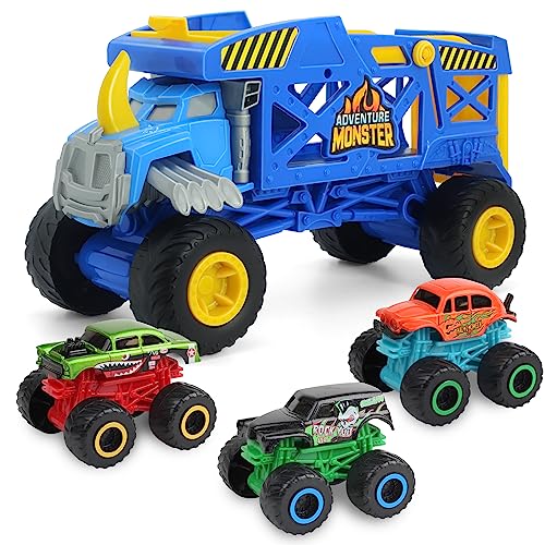 KARMOUNT Monster Trucks Monster Mover Nashorn Transporter, Monstertransporter mit 3 Mini-Monstertrucks aus Diecast, Transportwagen Spielzeug mit Startrampe, für Kinder ab 3 Jahren KARMOUNT Monster Trucks Monster Mover Nashorn Transporter, Monstertransporter mit 3 Mini-Monstertrucks aus Diecast, Transportwagen Spielzeug mit Startrampe, für Kinder ab 3 Jahren von KARMOUNT