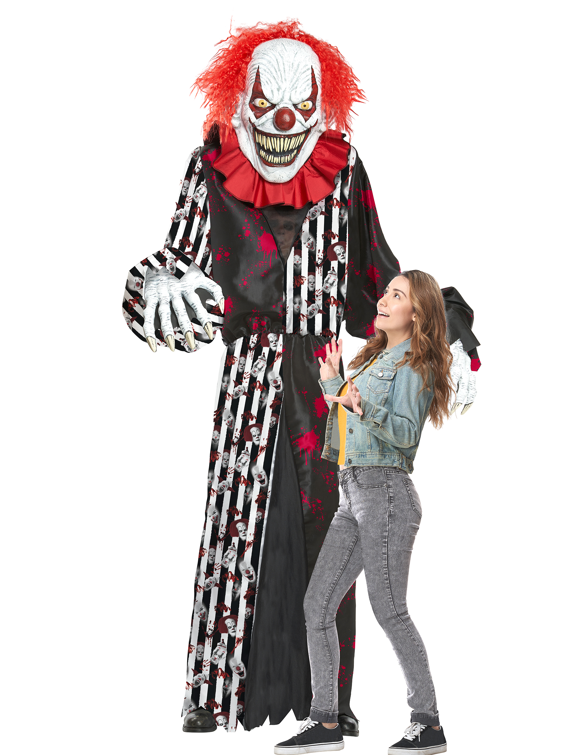 2-in-1 Riesen-Horrorclown Kostüm (2,40m) von KARNEVAL-MEGASTORE