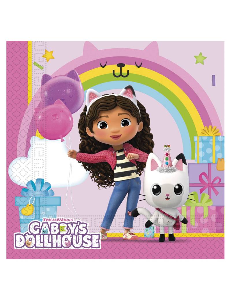 20 Gabby's Dollhouse Papierservietten von KARNEVAL-MEGASTORE