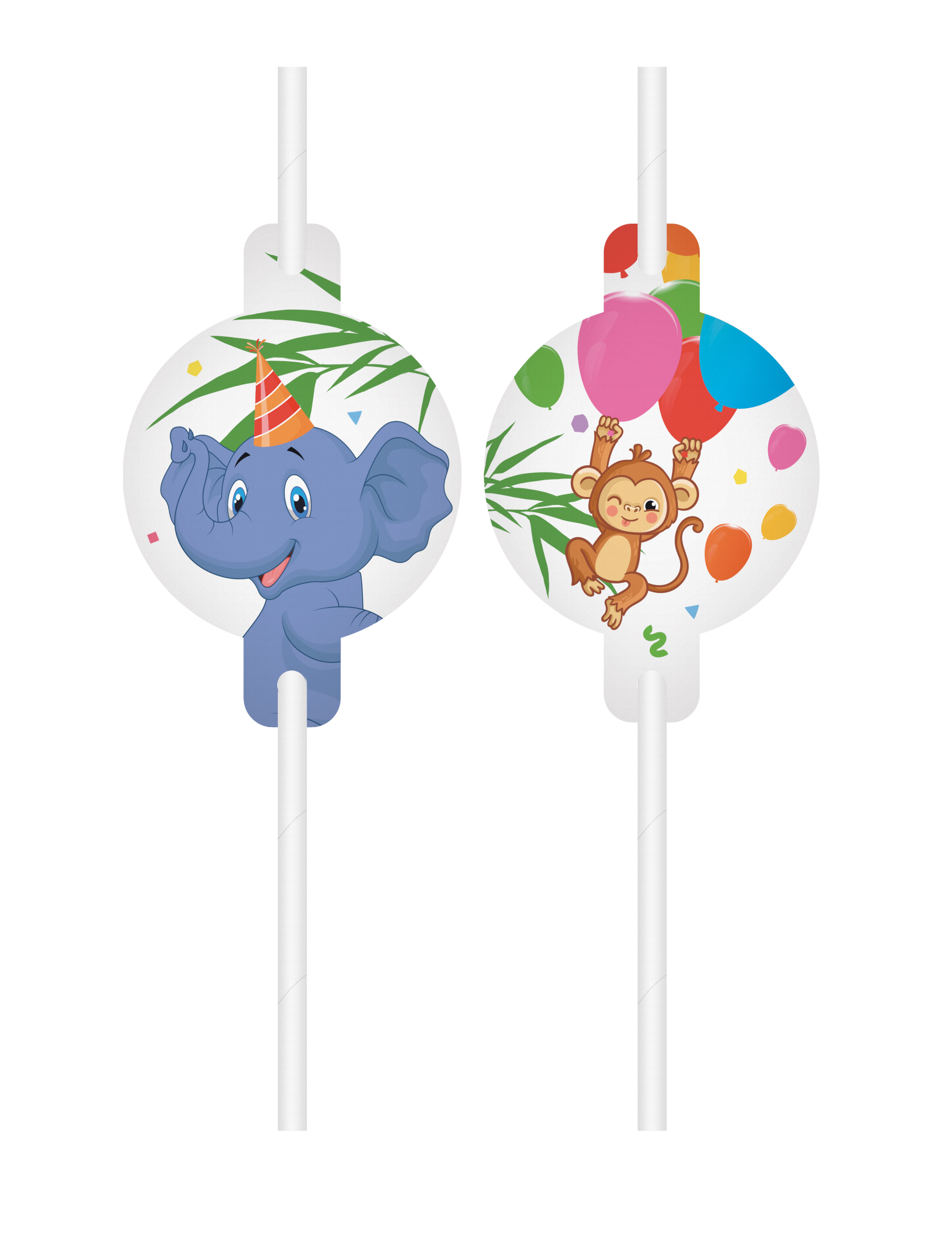 4 Dschungel-Strohhalme mit Medaillon Safari-Thema 4 Dschungel-Strohhalme mit Medaillon Safari-Thema von KARNEVAL-MEGASTORE