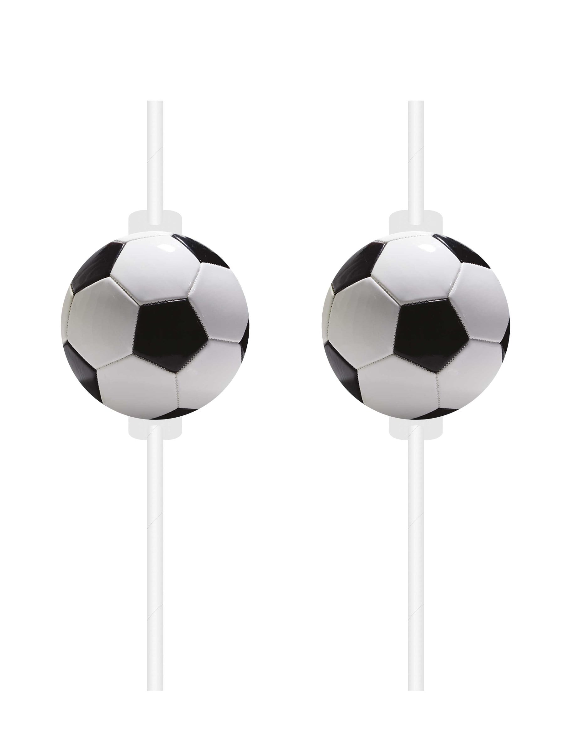 4 Fußball-Trinkhalme aus Pappe mit Ball-Aufsatz von KARNEVAL-MEGASTORE