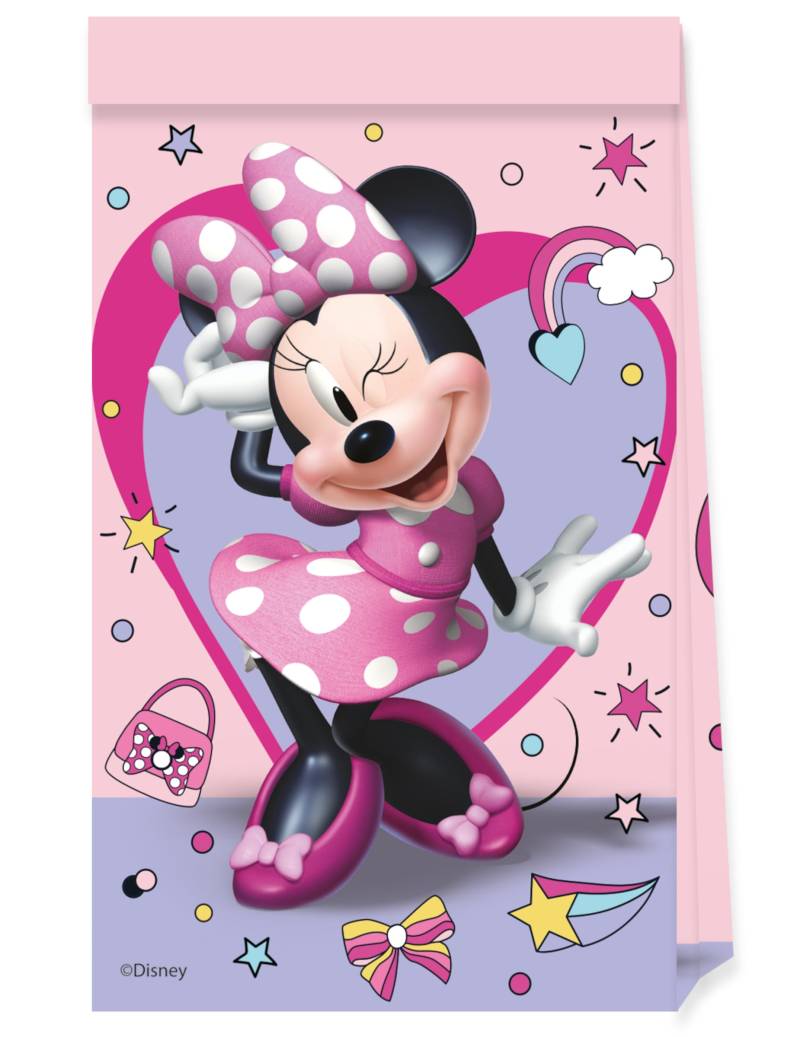 4 Papiertüten Minnie Maus Junior 22 x 13 cm Rosa von KARNEVAL-MEGASTORE