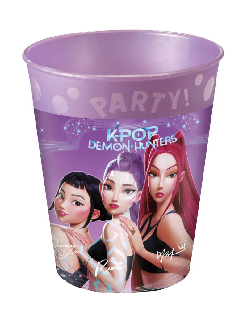 4 Partybecher Kpop Demon Hunter Mehrweg lila von KARNEVAL-MEGASTORE