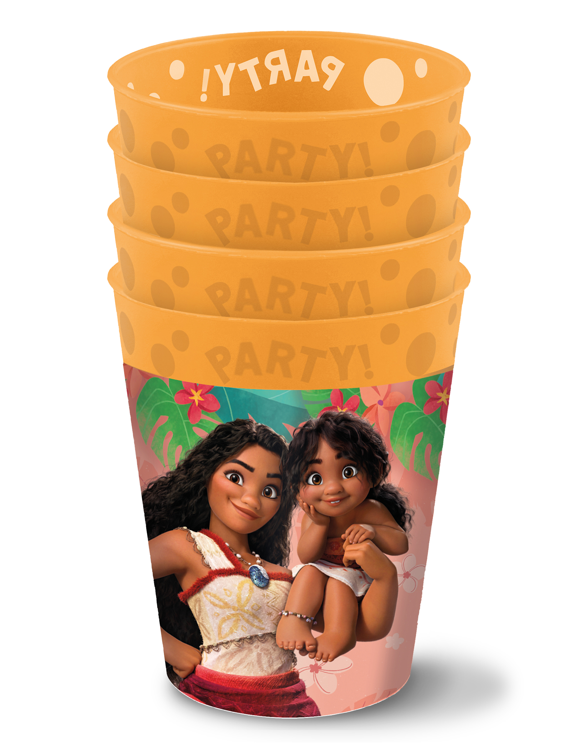 4 Wiederverwendbare Becher Vaiana 250 ml von KARNEVAL-MEGASTORE