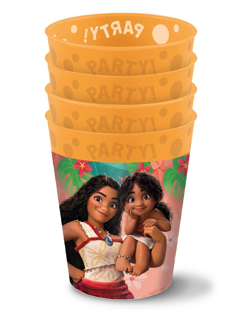 4 Wiederverwendbare Becher Vaiana 250 ml von KARNEVAL-MEGASTORE