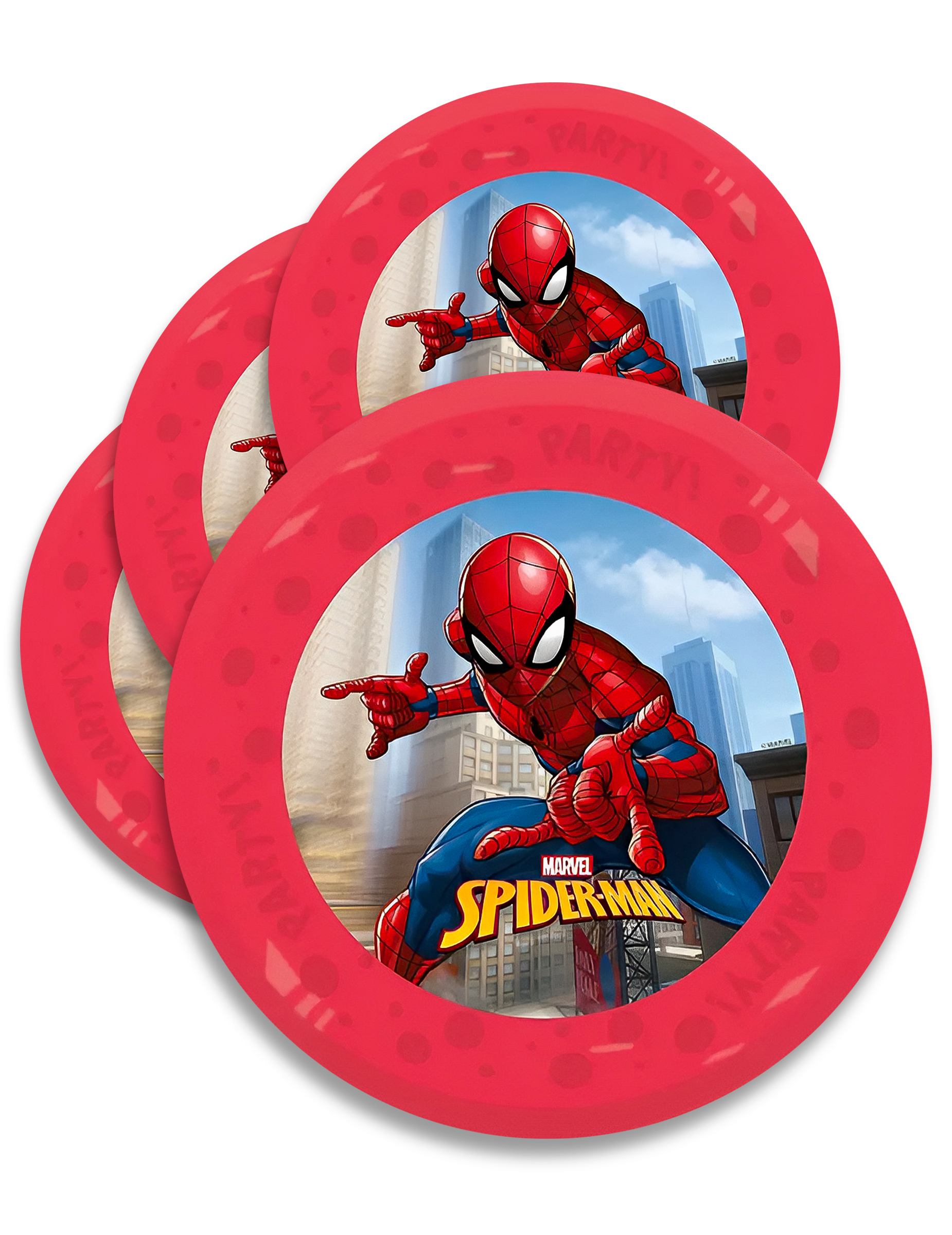 4 Wiederverwendbare Spiderman Teller 21 cm von KARNEVAL-MEGASTORE