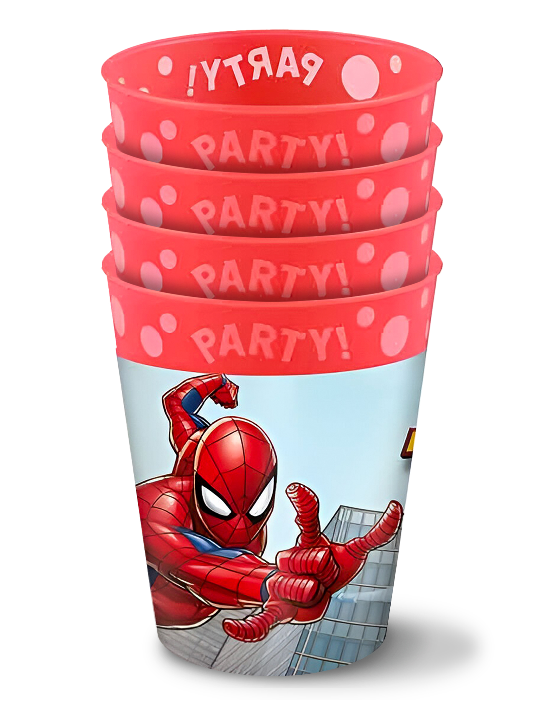 4 Wiedervwendbare Spiderman Becher 250ml von KARNEVAL-MEGASTORE