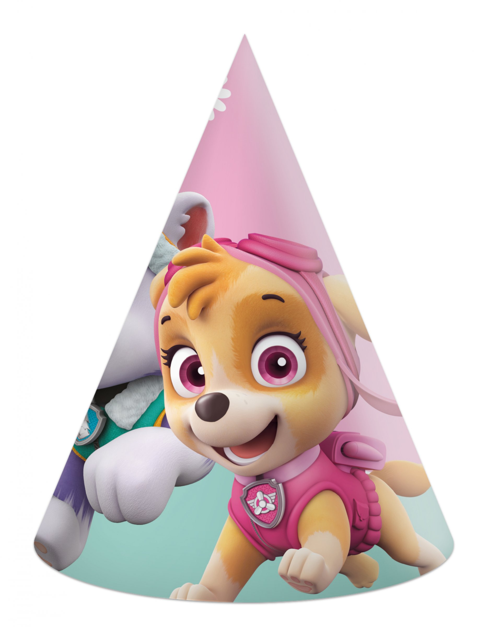 6 Partyhüte Paw Patrol Skye Paw Patrol rosa-türkis von KARNEVAL-MEGASTORE