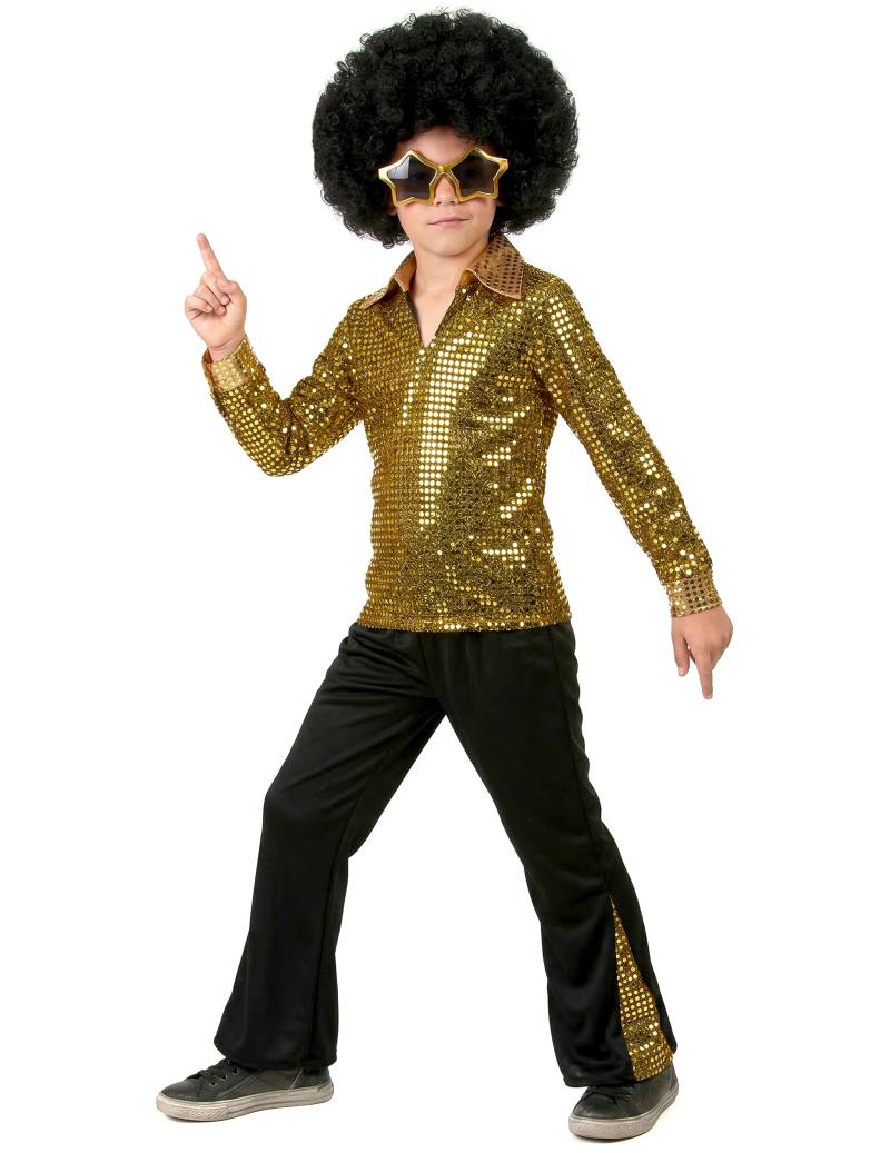 70er-Kinderkostüm Disco-King gold-schwarz von KARNEVAL-MEGASTORE