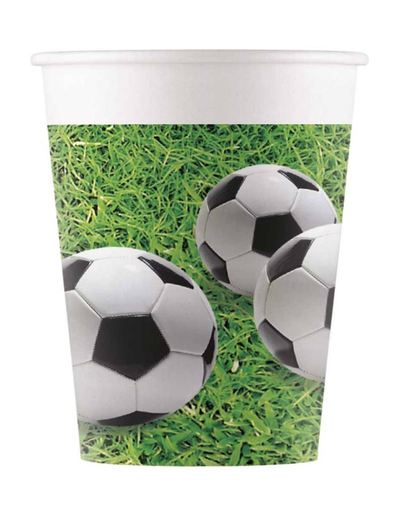8 Fußball Party Pappbecher 200 ml mit Ballmotiven von KARNEVAL-MEGASTORE