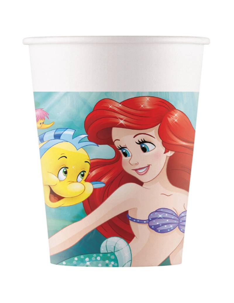 8 Pappbecher 200ml, Arielle von KARNEVAL-MEGASTORE