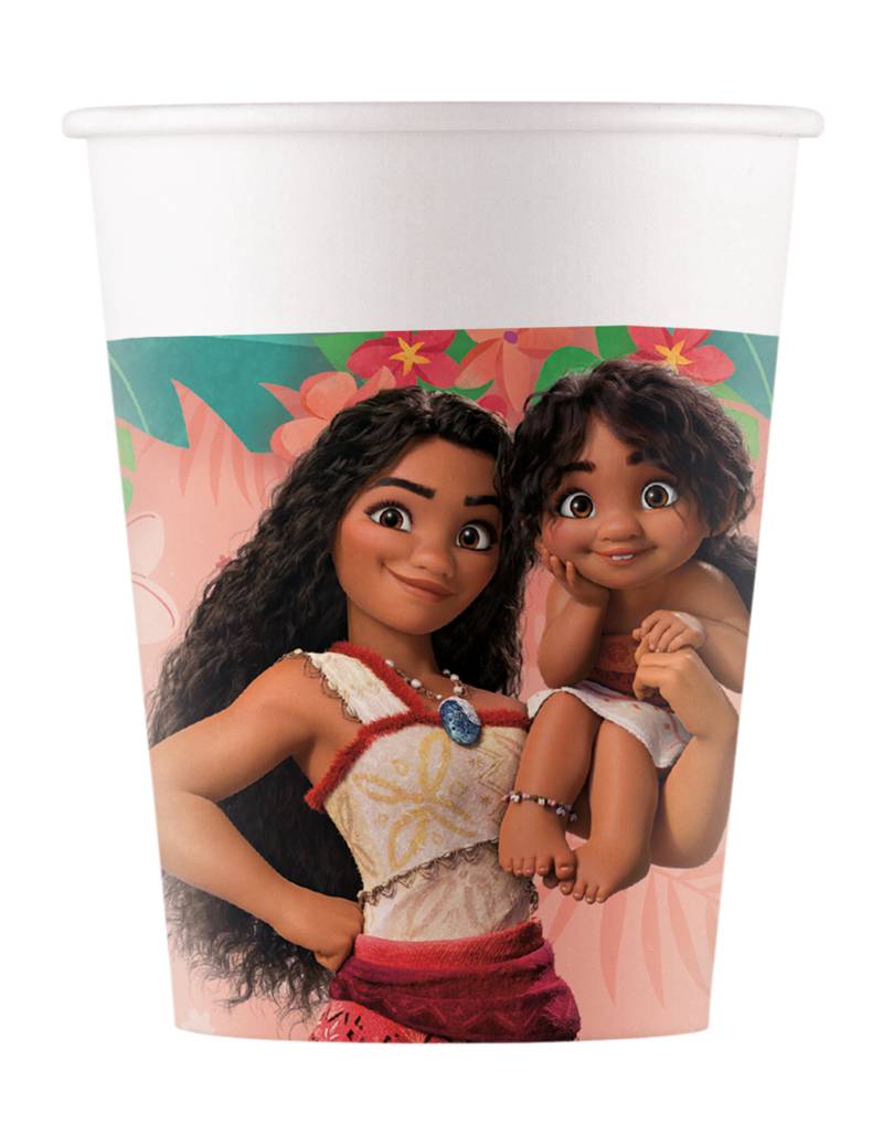 8 Papperbecher Vaiana 2 200 ml von KARNEVAL-MEGASTORE