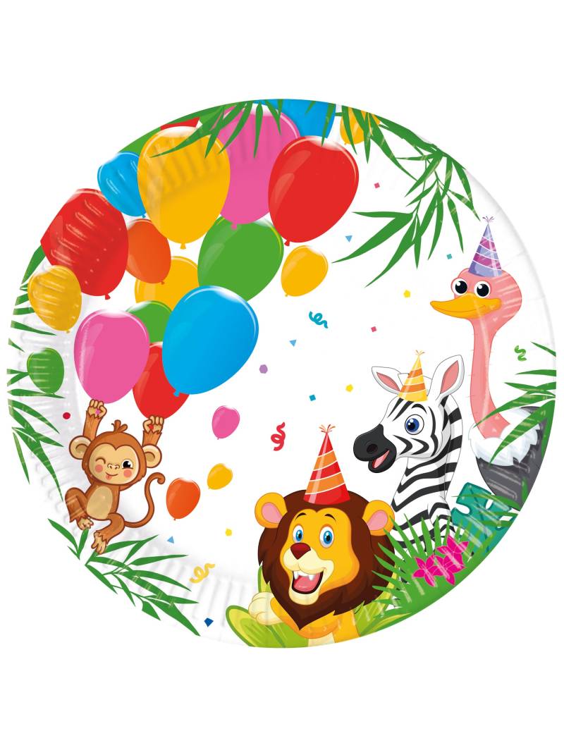 8 Pappteller Dschungel-Ballons 23 cm Partytiere 8 Pappteller Dschungel-Ballons 23 cm Partytiere von KARNEVAL-MEGASTORE