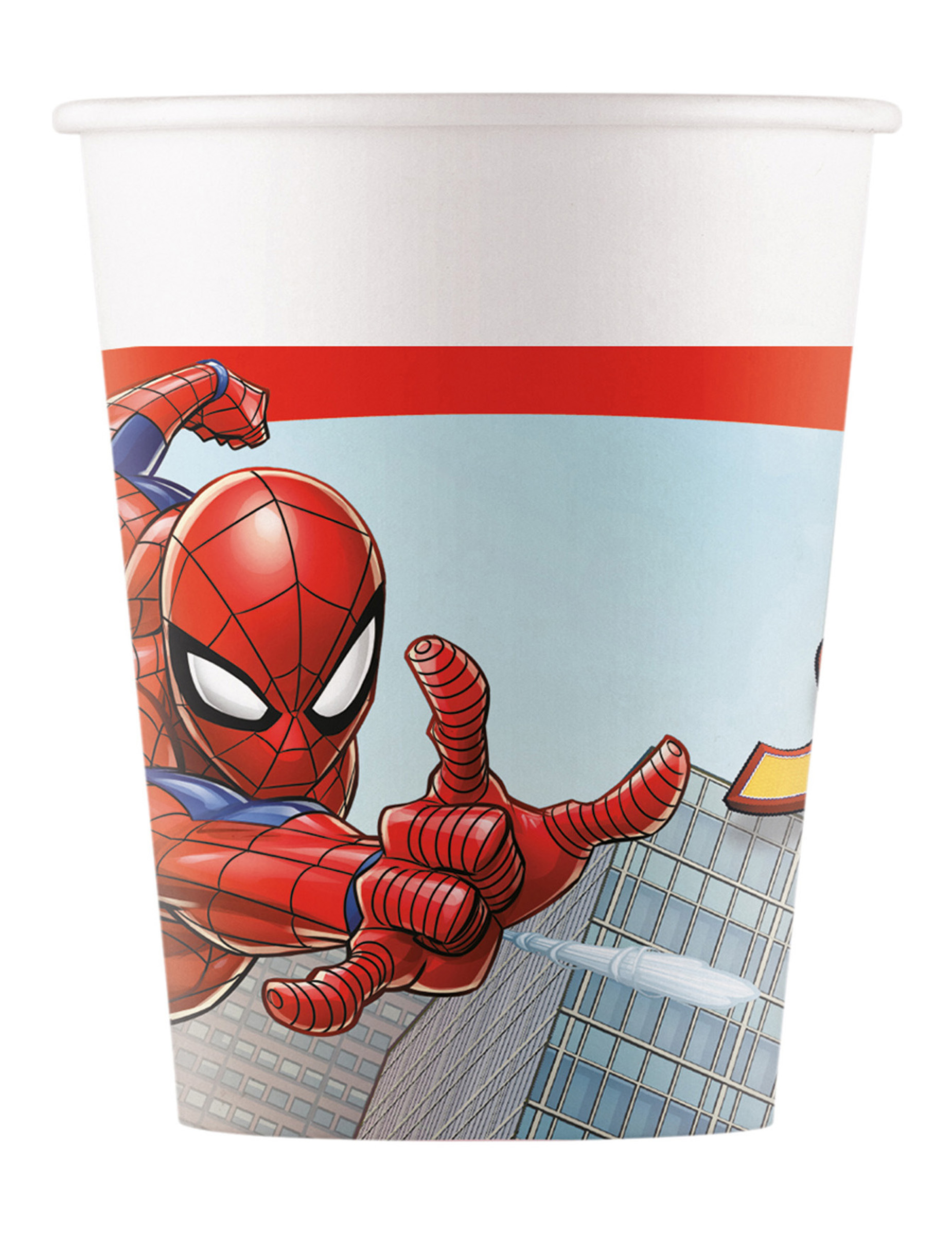 8 Spiderman Pappbecher aus Karton 200 ml von KARNEVAL-MEGASTORE