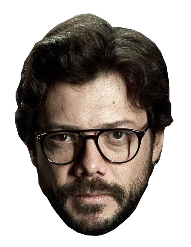 Alvaro Morte-Maske Bankräuber-Maske Karton beige-braun von KARNEVAL-MEGASTORE