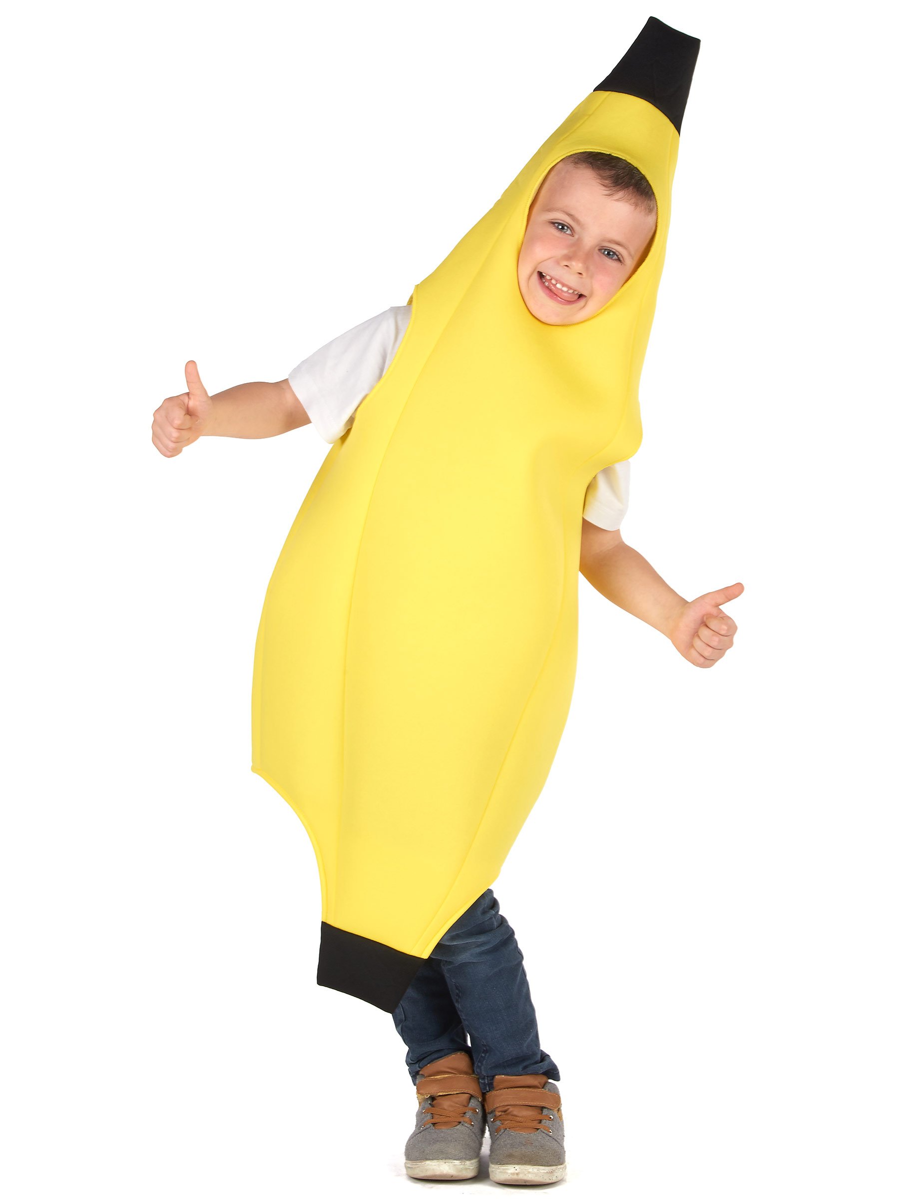Bananen-Kostüm für Kinder Karneval gelb-schwarz von KARNEVAL-MEGASTORE