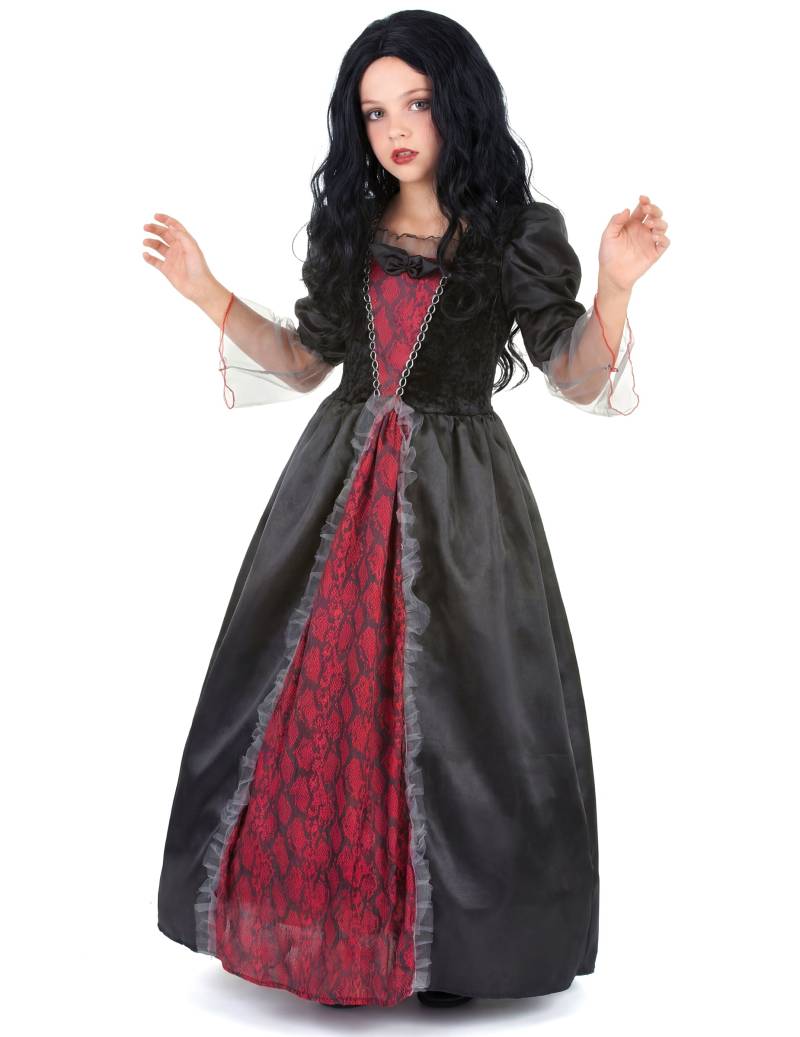Barock-Vampirin Halloween-Kinderkostüm rot-schwarz von KARNEVAL-MEGASTORE