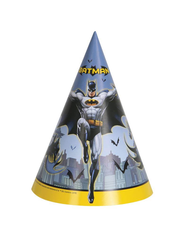 Batman Partyhüte Party-Accessoire 8 Stück bunt von KARNEVAL-MEGASTORE