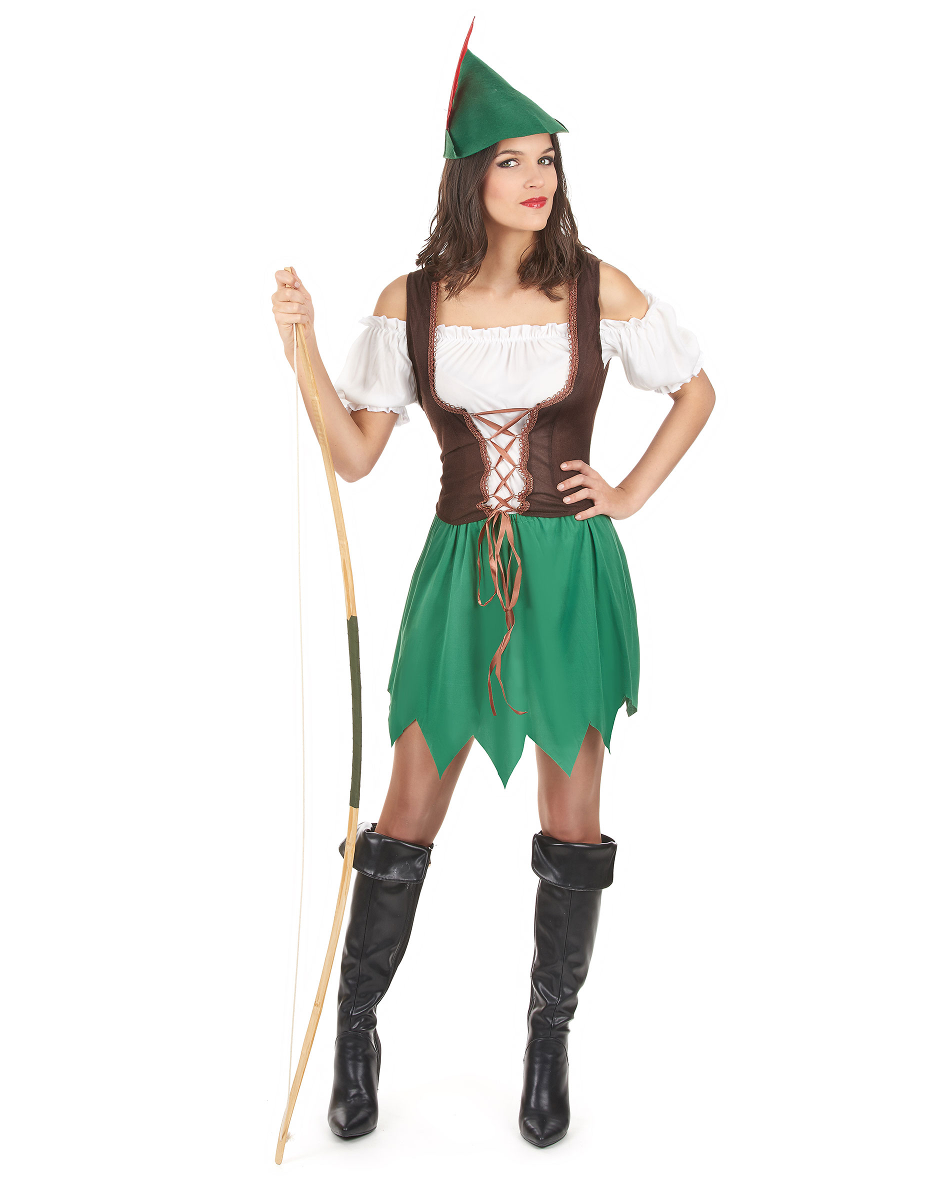 Bezaubernde Bogenschützin Damenkostüm Mittelalter grün-braun-weiss Bezaubernde Bogenschützin Damenkostüm Mittelalter grün-braun-weiss von KARNEVAL-MEGASTORE