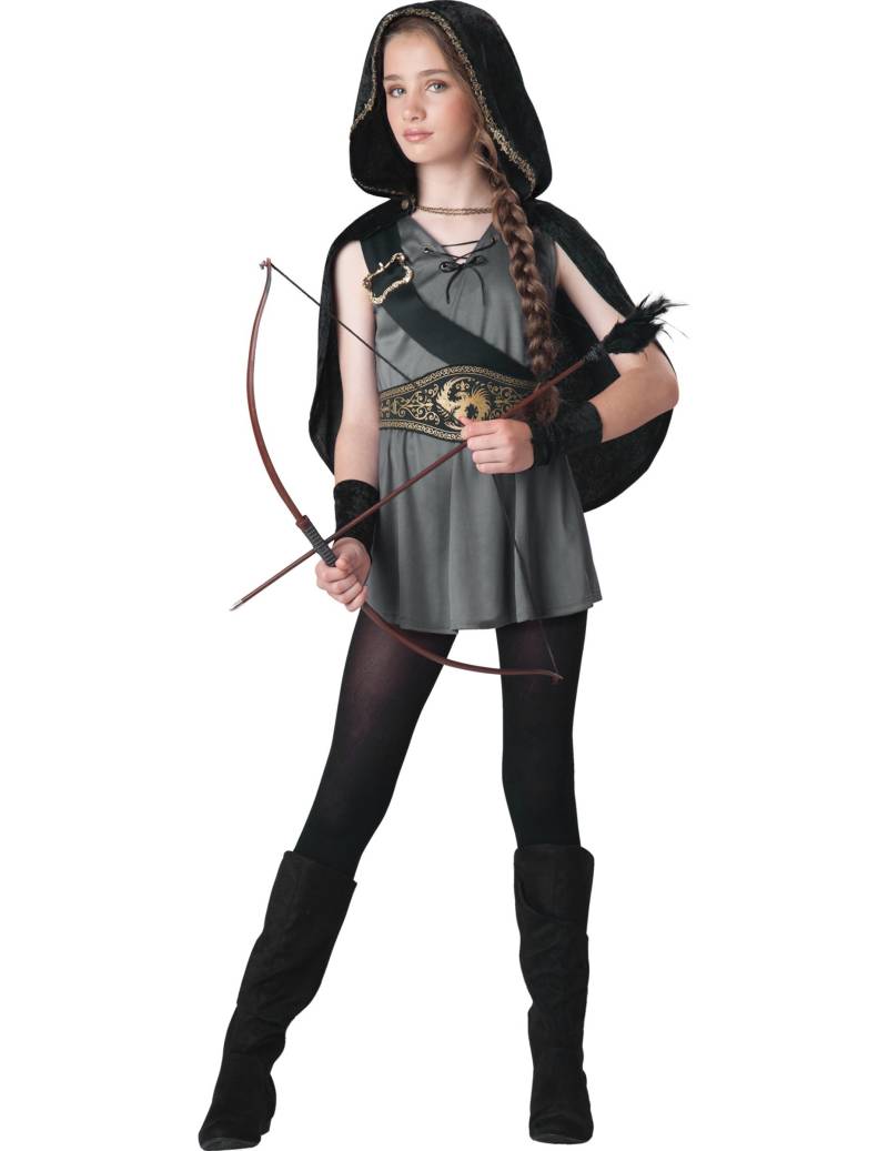 Bogenschützin Mittelalter Kinderkostüm grau-schwarz-gold Bogenschützin Mittelalter Kinderkostüm grau-schwarz-gold von KARNEVAL-MEGASTORE